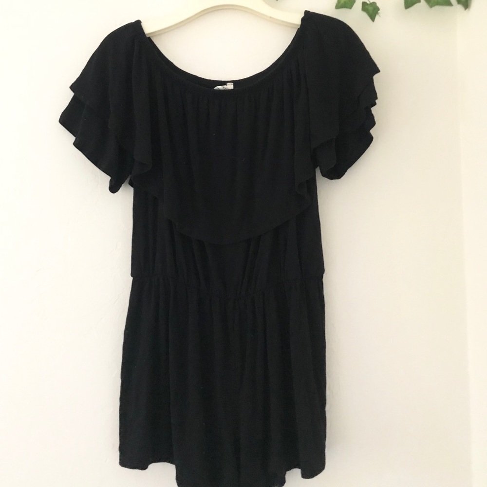 Ruffled black romper